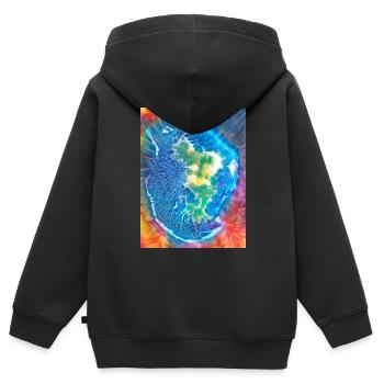 Regenbogen Batik-Mayotte - Kinder Premium Organic Zip Hoodie - Schwarz - Hinten - AI Model Kid Male (0cm)