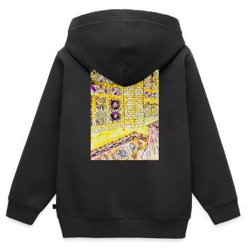 Prière du matin - Sweat Premium à capuche zippé enfant bio - noir - Dos - AI Model Kid Male (0cm)