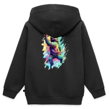 Singendes Faultier - Kinder Premium Organic Zip Hoodie - Schwarz - Hinten - AI Model Kid Male (0cm)