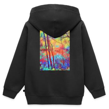 L’étang à l’arbre mort - Sweat Premium à capuche zippé enfant bio - noir - Dos - AI Model Kid Male (0cm)