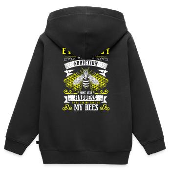 Honig Blumenwiese Stachel - Kinder Premium Organic Zip Hoodie - Schwarz - Hinten - AI Model Kid Male (0cm)