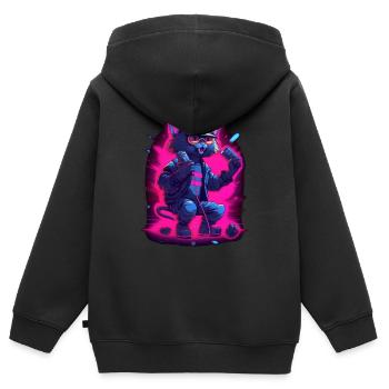 Singende Katze Mikrofon - Kinder Premium Organic Zip Hoodie - Schwarz - Hinten - AI Model Kid Male (0cm)