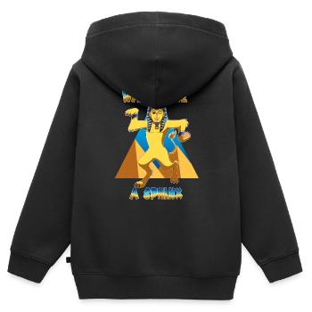 Gehen Sie wie eine Sphinx - Kinder Premium Organic Zip Hoodie - Schwarz - Hinten - AI Model Kid Male (0cm)