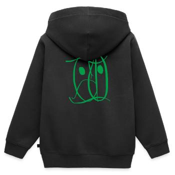 Triste abstraction verte - Sweat Premium à capuche zippé enfant bio - noir - Dos - AI Model Kid Male (0cm)