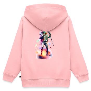 Singing Frog Schlager, by NeonCat - Kids Premium Organic Zip-up Hoodie - rose - Back - AI Model Kid Female (0cm)