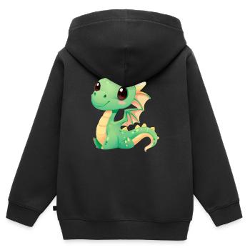Bébé Dragon Chiot - Sweat Premium à capuche zippé enfant bio - noir - Dos - AI Model Kid Male (0cm)