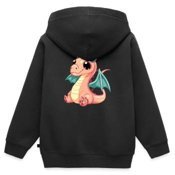Chiot Dragon - Sweat Premium à capuche zippé enfant bio - noir - Dos - AI Model Kid Male (0cm)