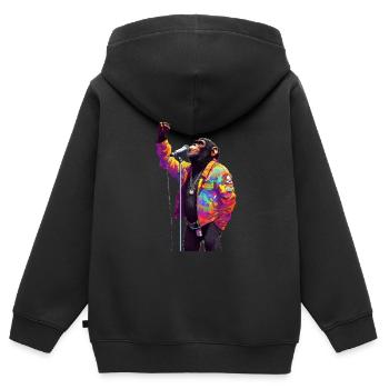Singender Affe mit Mikrofon - Kinder Premium Organic Zip Hoodie - Schwarz - Hinten - AI Model Kid Male (0cm)