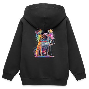Singender Hund mit Mikrofon - Kinder Premium Organic Zip Hoodie - Schwarz - Hinten - AI Model Kid Male (0cm)