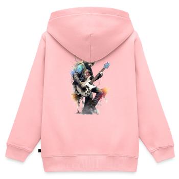 Gitarre spielende Katze Punk - Kinder Premium Organic Zip Hoodie - Rosa - Hinten - AI Model Kid Female (0cm)