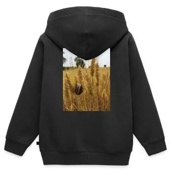 Escargot sur blé - Sweat Premium à capuche zippé enfant bio - noir - Dos - AI Model Kid Male (0cm)
