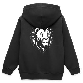 Löwe Löwenkopf Raubtier - Kinder Premium Organic Zip Hoodie - Schwarz - Hinten - AI Model Kid Male (0cm)