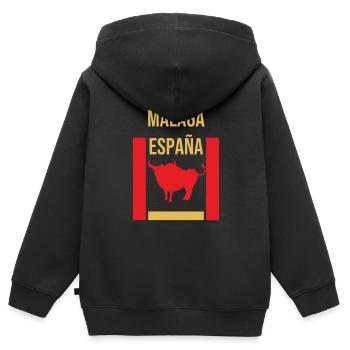 Málaga España Málaga Espagne Souvenir - Sweat Premium à capuche zippé enfant bio - noir - Dos - AI Model Kid Male (0cm)