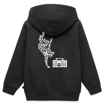 Hip hop | Danseur - Sweat Premium à capuche zippé enfant bio - noir - Dos - AI Model Kid Male (0cm)