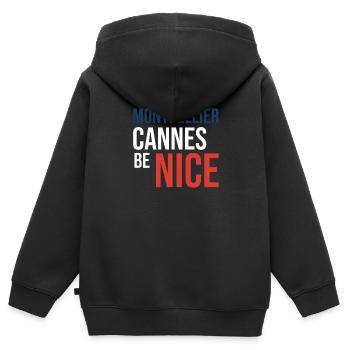 Kreativer Montpellier Hoodie - Kinder Premium Organic Zip Hoodie - Schwarz - Hinten - AI Model Kid Male (0cm)