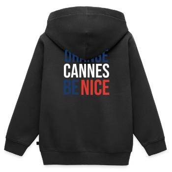 Orange - Kinder Premium Organic Zip Hoodie - Schwarz - Hinten - AI Model Kid Male (0cm)