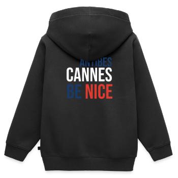 Antibes Cannes be Nice - Kids Premium Organic Zip-up Hoodie - black - Back - AI Model Kid Male (0cm)
