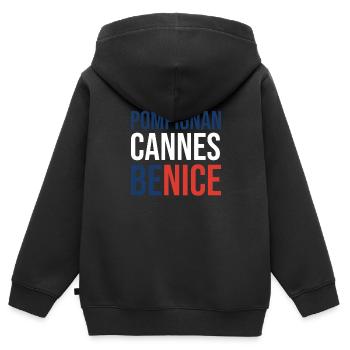 Pompignan Cannes be Nice - Kinder Premium Organic Zip Hoodie - Schwarz - Hinten - AI Model Kid Male (0cm)
