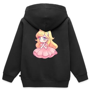 Sentez-vous comme des rois dans cet élégant design de princesse - Sweat Premium à capuche zippé enfant bio - noir - Dos - AI Model Kid Male (0cm)