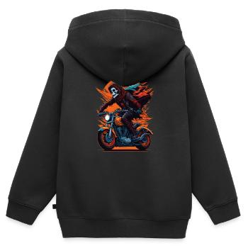 Skelett auf Motorrad Biker - Kinder Premium Organic Zip Hoodie - Schwarz - Hinten - AI Model Kid Male (0cm)