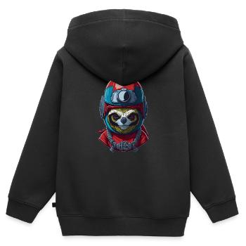 Mignon paresseux avec casque motard casque moto casque - Sweat Premium à capuche zippé enfant bio - noir - Dos - AI Model Kid Male (0cm)