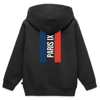 Paris IX IX Neuvième arrondissement - Sweat Premium à capuche zippé enfant bio - noir - Dos - AI Model Kid Male (0cm)