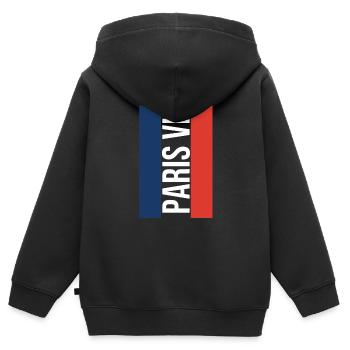 7. Souvenir de l’arrondissement de Paris - Sweat Premium à capuche zippé enfant bio - noir - Dos - AI Model Kid Male (0cm)