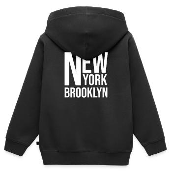 New York Brooklyn Fischerhut Brooklyn Bucket Hat - Kinder Premium Organic Zip Hoodie - Schwarz - Hinten - AI Model Kid Male (0cm)