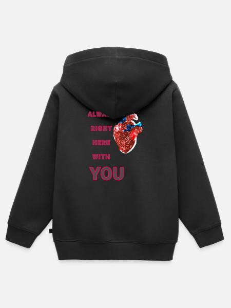 Anatomisches Herzdesign - Kinder Premium Organic Zip Hoodie - Schwarz