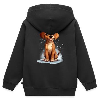 Cheerful young dog - Kids Premium Organic Zip-up Hoodie - black - Back - AI Model Kid Male (0cm)