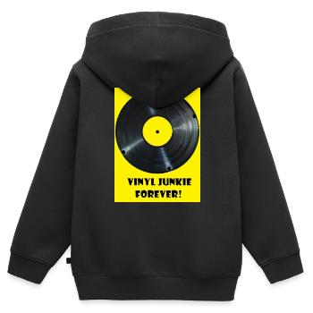 Vinyl Junkie forever - gelb - Kinder Premium Organic Zip Hoodie - Schwarz - Hinten - AI Model Kid Male (0cm)