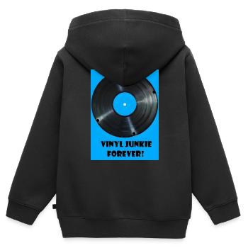 Vinyl Junkie forever -blau - Kinder Premium Organic Zip Hoodie - Schwarz - Hinten - AI Model Kid Male (0cm)