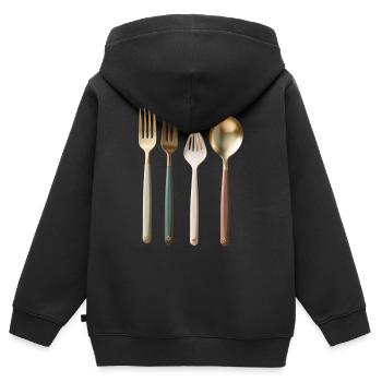 forks and spoons - Kids Premium Organic Zip-up Hoodie - black - Back - AI Model Kid Male (0cm)