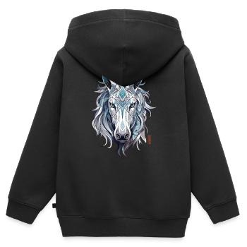 Horse Spirit Animal - Kinder Premium Organic Zip Hoodie - Schwarz - Hinten - AI Model Kid Male (0cm)