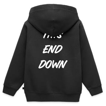 Cette fin vers le bas - Sweat Premium à capuche zippé enfant bio - noir - Dos - AI Model Kid Male (0cm)