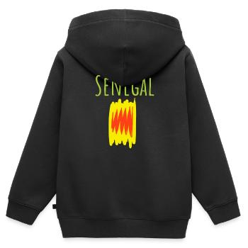 Kreatives Senegal T-Shirt in Landesfarben - Kinder Premium Organic Zip Hoodie - Schwarz - Hinten - AI Model Kid Male (0cm)