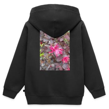 Schwarze Perle Loropetalum chinense - Kinder Premium Organic Zip Hoodie - Schwarz - Hinten - AI Model Kid Male (0cm)