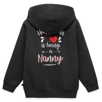 Bonheur Optimisme positif Joie - Sweat Premium à capuche zippé enfant bio - noir - Dos - AI Model Kid Male (0cm)