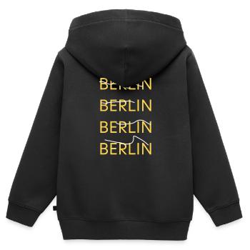 Sweat à capuche Berlin branché - Sweat Premium à capuche zippé enfant bio - noir - Dos - AI Model Kid Male (0cm)