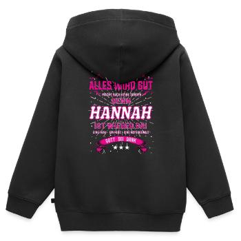 Alles wird gut, Hannah ist wieder da Design - Kinder Premium Organic Zip Hoodie - Schwarz - Hinten - AI Model Kid Male (0cm)