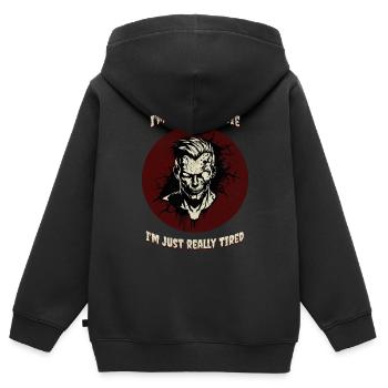 Ich bin kein Zombie Ich bin nur wirklich müde - Kinder Premium Organic Zip Hoodie - Schwarz - Hinten - AI Model Kid Male (0cm)