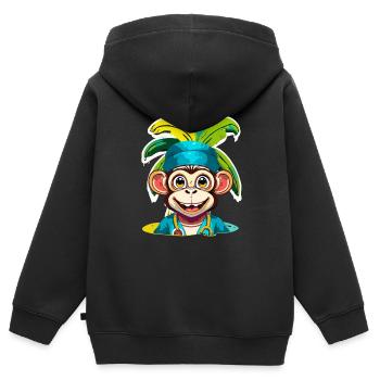 Singe docteur - Sweat Premium à capuche zippé enfant bio - noir - Dos - AI Model Kid Male (0cm)