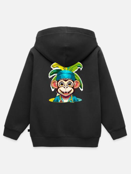 Monkey Doctor - Kids Premium Organic Zip-up Hoodie - black