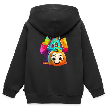 Halloween-Kürbis - Kinder Premium Organic Zip Hoodie - Schwarz - Hinten - AI Model Kid Male (0cm)