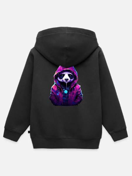 Panda mit Kapuze - Kinder Premium Organic Zip Hoodie - Schwarz