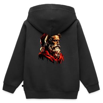 Père Noël triste et mélancolique - Sweat Premium à capuche zippé enfant bio - noir - Dos - AI Model Kid Male (0cm)