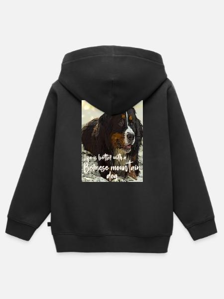Boyero de Berna - Sudadera Premium con capucha y cremallera infantil orgánica - negro