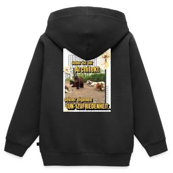 Herde Motto - Kinder Premium Organic Zip Hoodie - Schwarz - Hinten - AI Model Kid Male (0cm)