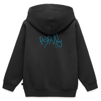 Hellblauer Paris Sticker - Kinder Premium Organic Zip Hoodie - Schwarz - Hinten - AI Model Kid Male (0cm)