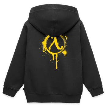 Symbole Lambda de résistance - Sweat Premium à capuche zippé enfant bio - noir - Dos - AI Model Kid Male (0cm)